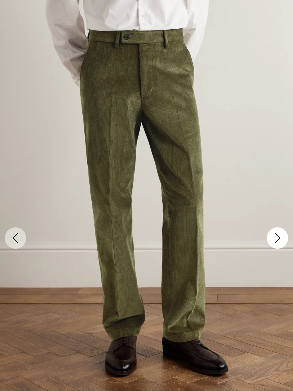 PURDEY  Men’s Straight Leg Cotton Velvet Pants Size 34 Olive